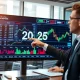 Financial analyst predicting S&P 500 2025 market trends with charts and data visualization