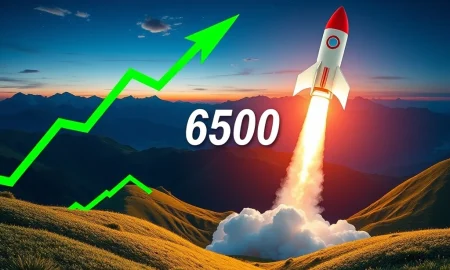 S&P 500 chart showing potential growth from a launching pad, illustrating optimistic market projections.