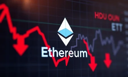Spot ETH ETFs experiencing significant financial outflows with declining investment charts