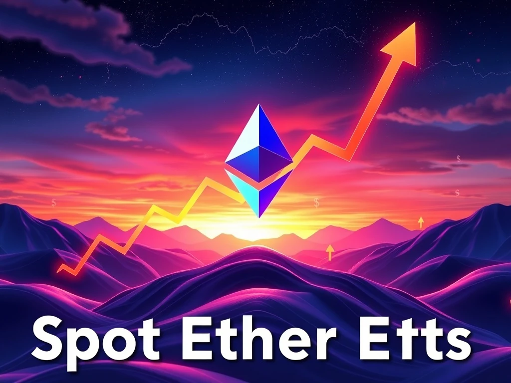 Visualizing the massive capital inflows into Spot Ether ETFs, reflecting Ether's impressive price rally towards its peak.