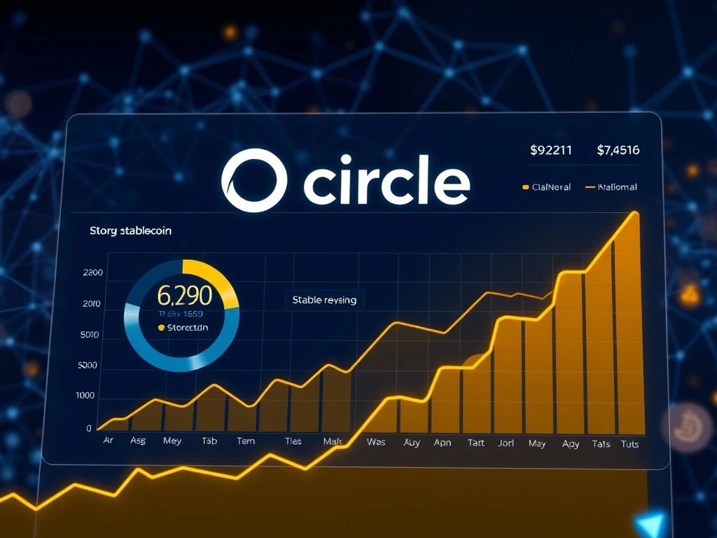 Visualizing the impressive growth of stablecoin circulation and Circle's revenue surge, demonstrating the strong performance in the digital finance sector.