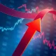 Stock futures trending downward after market records with financial charts background