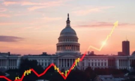 **Stock futures** chart showing an upward trend, indicating market optimism as Wall Street anticipates key economic decisions.
