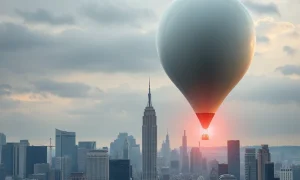 Stock market bubble forming with concerned investors analyzing financial charts and market data