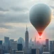 Stock market bubble forming with concerned investors analyzing financial charts and market data