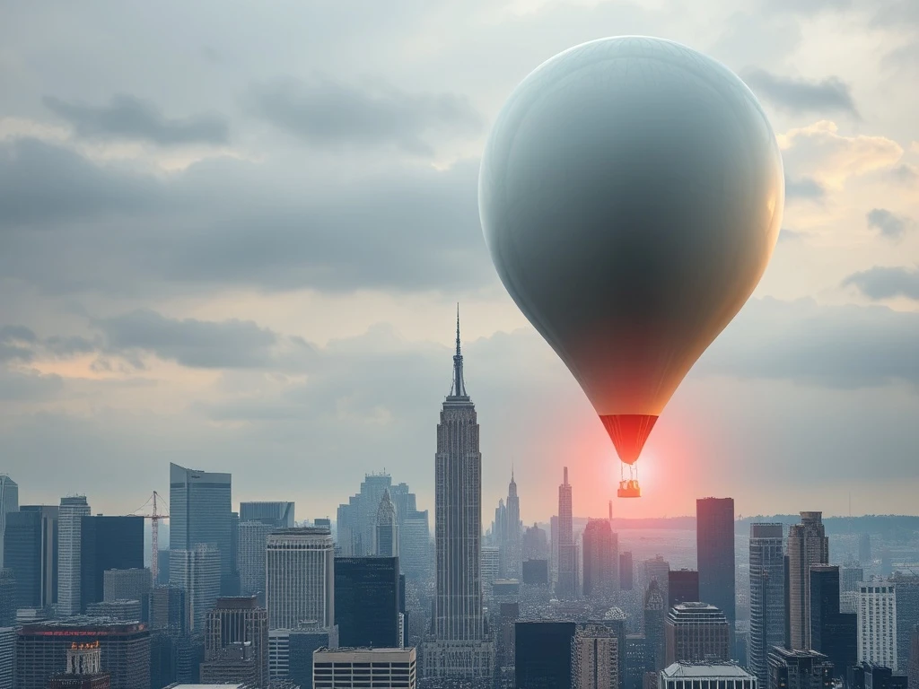 Stock market bubble forming with concerned investors analyzing financial charts and market data