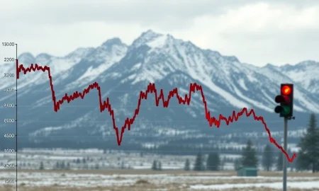 A downward-trending chart illustrating potential **stock market decline** if a crucial Jackson Hole signal is missed.