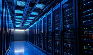 Storage stock investment opportunity in Meta's AI data center infrastructure with server racks