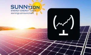 Visualizing SUNation Energy Q2 Earnings: A blend of solar panels and financial data, representing the company's upcoming financial results.