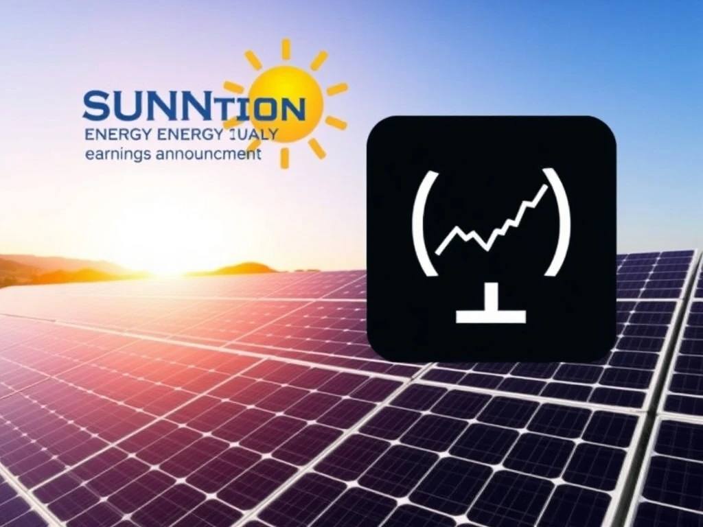 Visualizing SUNation Energy Q2 Earnings: A blend of solar panels and financial data, representing the company's upcoming financial results.