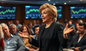 Suze Orman explaining financial independence strategies to attentive audience