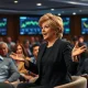 Suze Orman explaining financial independence strategies to attentive audience