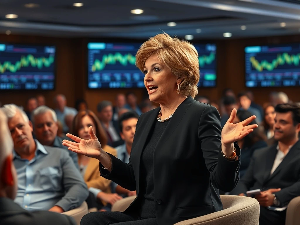 Suze Orman explaining financial independence strategies to attentive audience