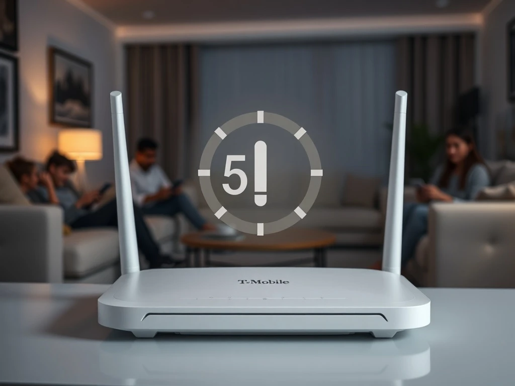 A T-Mobile Internet Plans router in a home setting, subtly indicating new usage restrictions.