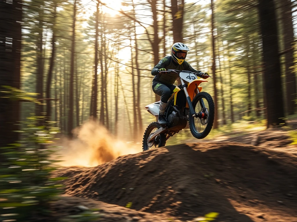 Talaria Sting R MX4 electric dirt bike performing an off-road jump on mountain trail
