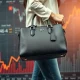 Depiction of Coach's popularity among younger consumers contrasted with a declining Tapestry stock chart, illustrating the market's perplexing reaction.