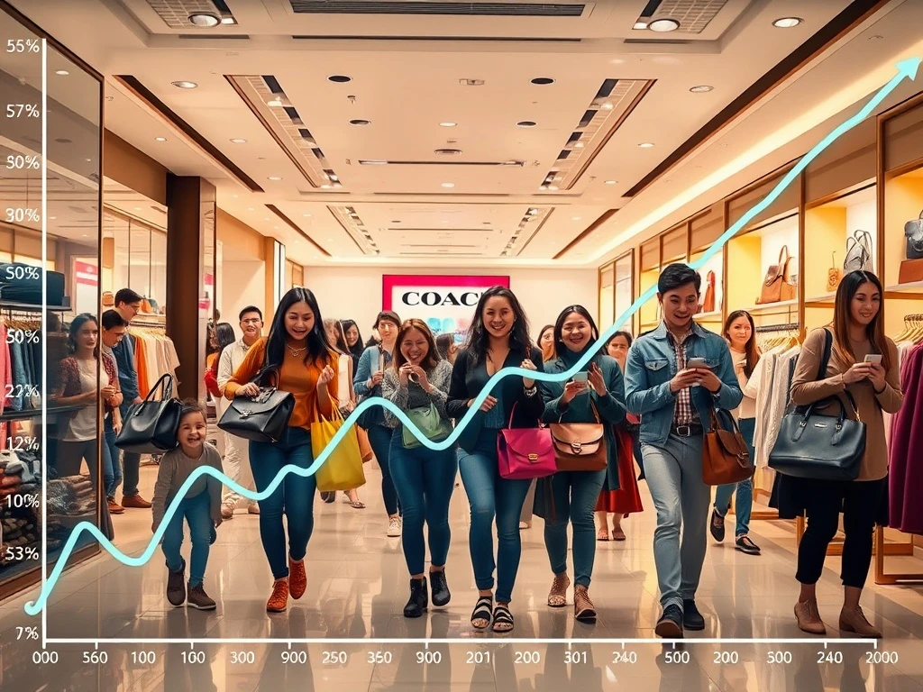 A visual paradox showing Tapestry stock plummeting despite Coach's strong appeal to young consumers.