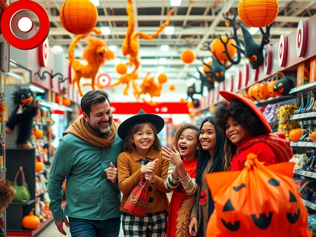 Families joyfully exploring Target's new Halloween offerings, highlighting Target Halloween's focus on customer engagement.