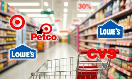 A shopping cart in a modern retail setting, symbolizing Target's pricing promise and its impact on consumer value across various stores.
