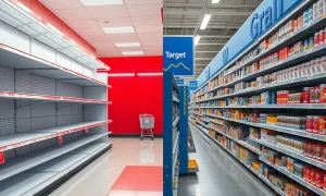 Target stock performance declining against Walmart in retail competition analysis
