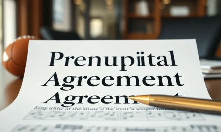 Celebrity prenup document revealing modern wealth protection strategies for high-profile couples