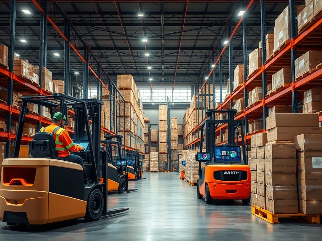 Modern tech tools enhancing warehouse daily operations, streamlining processes and improving efficiency.