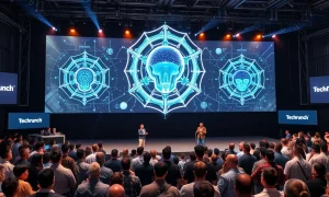 TechCrunch Disrupt 2025 AI innovation stage featuring JetBrains and Greenfield presentations