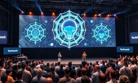 TechCrunch Disrupt 2025 AI innovation stage featuring JetBrains and Greenfield presentations