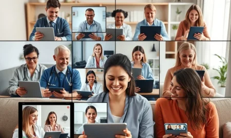Telehealth video consultation between doctor and patient showing modern healthcare technology