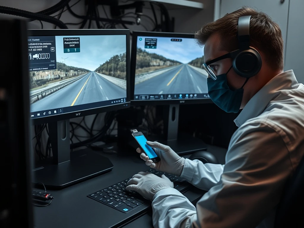 Forensic data recovery process for Tesla dashcam footage analysis in professional lab setting