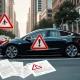 Tesla Full Self Driving system under regulatory investigation with warning indicators visible on dashboard display