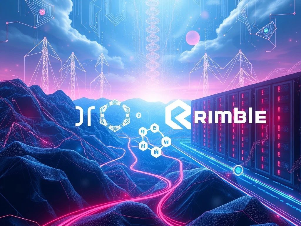 Tether and Rumble logos symbolizing their joint Tether AI investment in Northern Data's advanced AI infrastructure, highlighting their strategic expansion.
