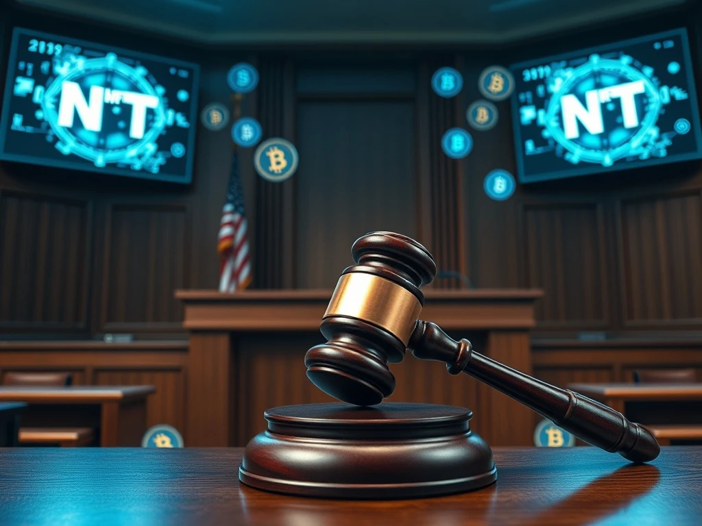 Texas judge ruling on CryptoZoo lawsuit with digital NFT evidence displayed
