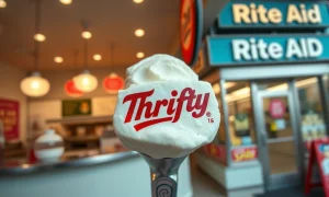 A scoop of classic Thrifty Ice Cream, symbolizing the brand's sweet comeback and major revival.