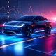 Futuristic vehicle symbolizing new tokenized car investment opportunities and the digital future of automotive ownership.