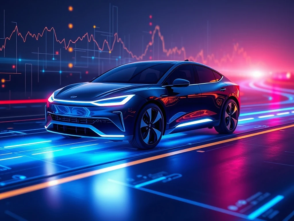 Futuristic vehicle symbolizing new tokenized car investment opportunities and the digital future of automotive ownership.