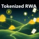 A digital graphic illustrating various real-world assets being tokenized on a blockchain, representing the significant growth of **Tokenized RWA**.