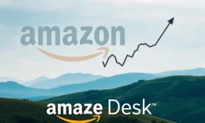 A stock chart showing a sharp decline for Trade Desk stock, illustrating the market impact potentially caused by Amazon's increasing ad presence.