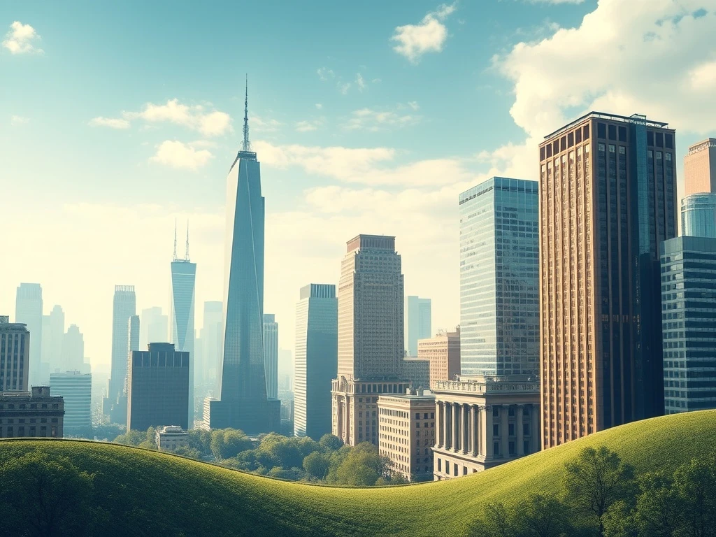 Wall Street buildings and digital asset symbols merging, illustrating the significant TradFi crypto hiring trend and market expansion.
