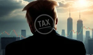 Illustrates the complex influence of Trump corporate tax policies on American businesses and the broader stock market.