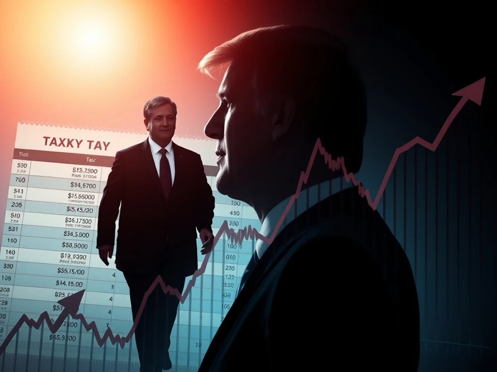 An illustration depicting the potential effects of a new Trump corporate tax policy on financial markets and corporate balance sheets, impacting investors.
