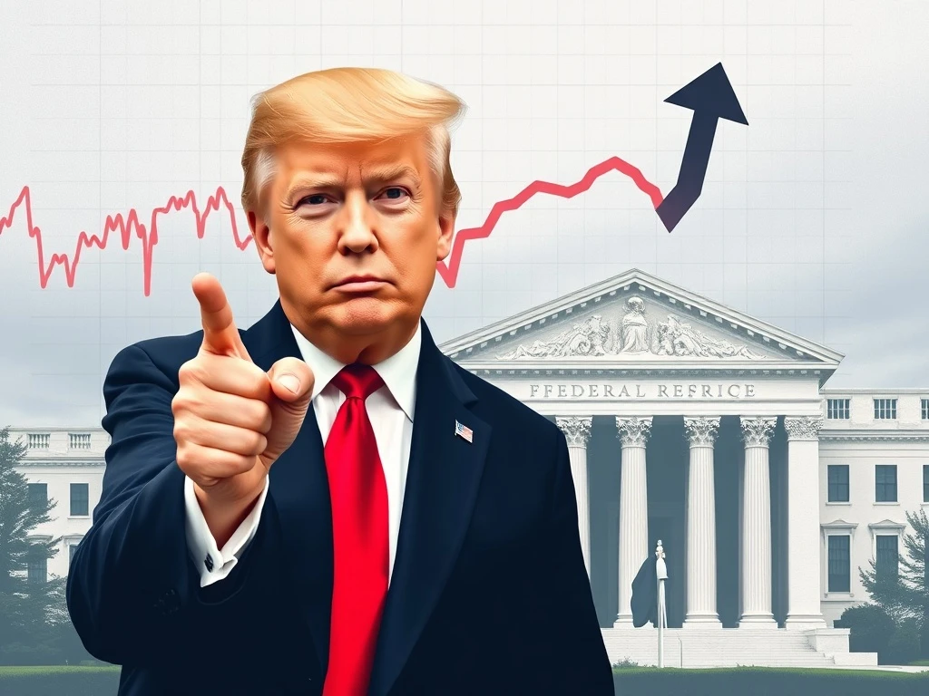 President Trump advocating for a rate cut, highlighting his economic policy stance on lower interest rates.