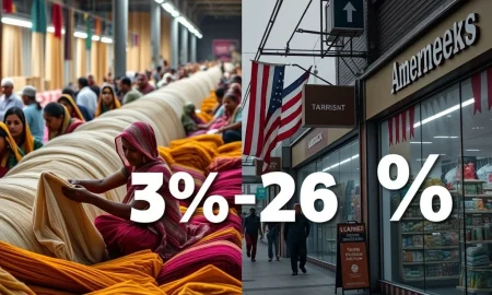 Trump tariffs India trade impact showing affected export products with percentage symbols