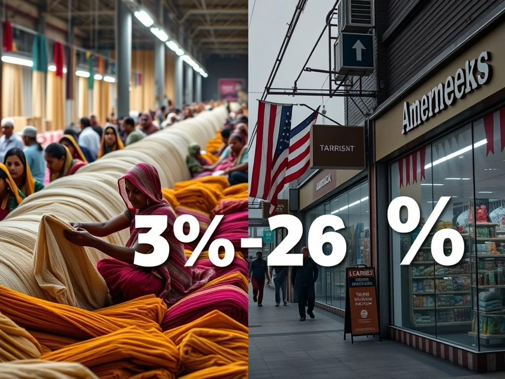 Trump tariffs India trade impact showing affected export products with percentage symbols