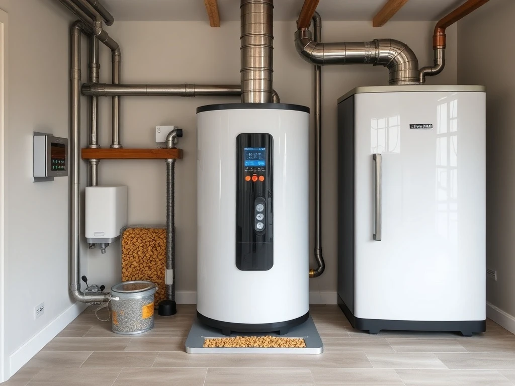 Modern biomass boilers providing efficient home heating with renewable energy
