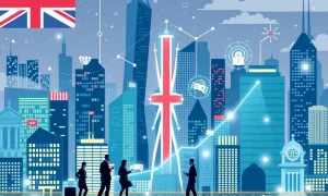 UK tech growth landscape showing innovation and business expansion with digital elements