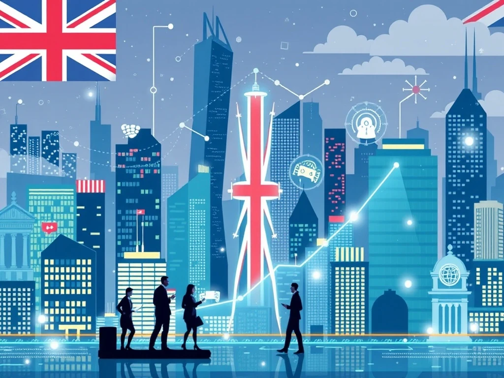 UK tech growth landscape showing innovation and business expansion with digital elements