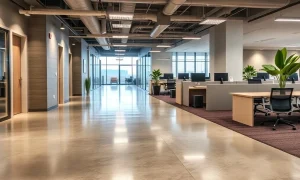 A well-designed commercial space showcasing diverse, durable commercial flooring options, symbolizing smart business investments.