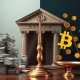Scale showing traditional bank money laundering vastly outweighing cryptocurrency money laundering