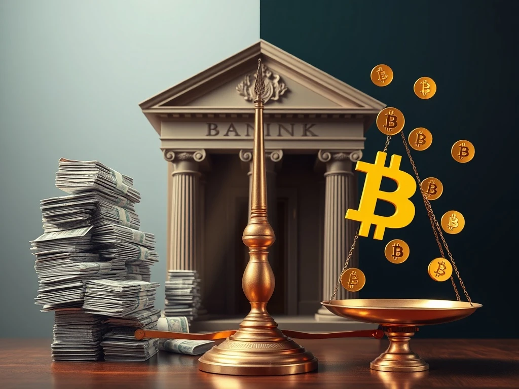 Scale showing traditional bank money laundering vastly outweighing cryptocurrency money laundering